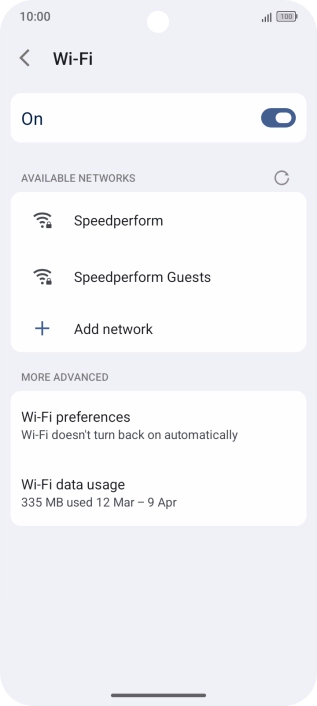 Press the required Wi-Fi network.