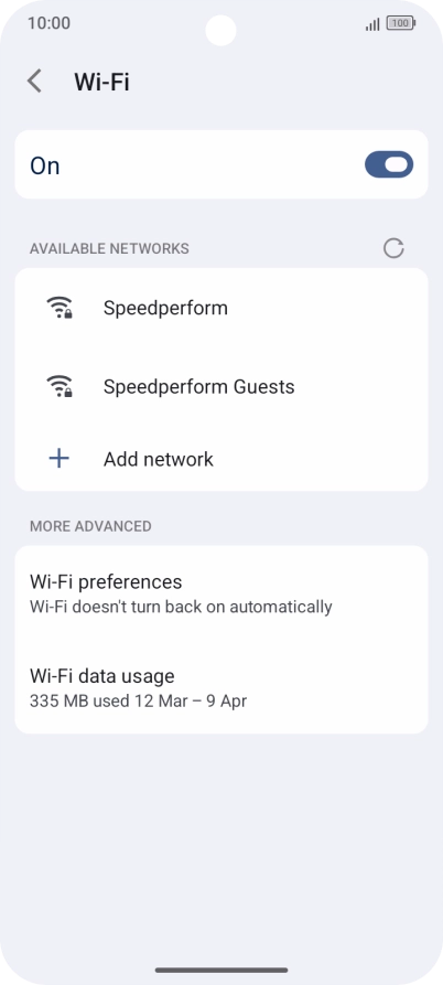 Press the required Wi-Fi network.