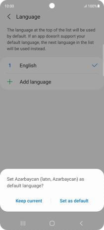 To select the new language as the default phone language, press Set as default.