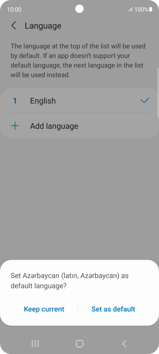 To select the new language as the default phone language, press Set as default.