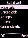 Select the required divert type and press the Left selection key.