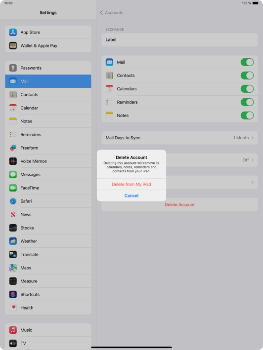 Press Delete from My iPad.