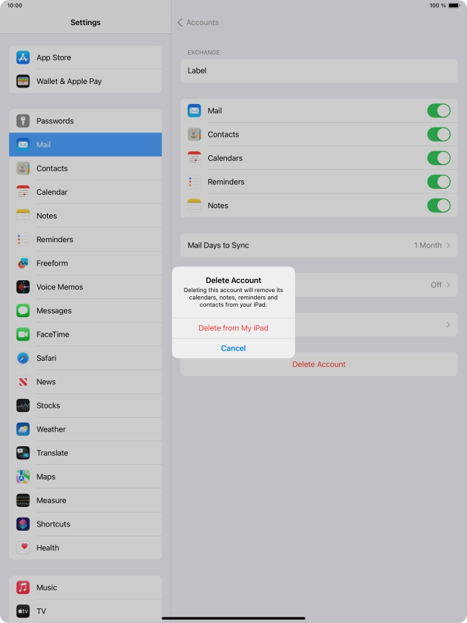 Press Delete from My iPad.
