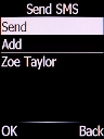 Select Send and press the Left selection key.