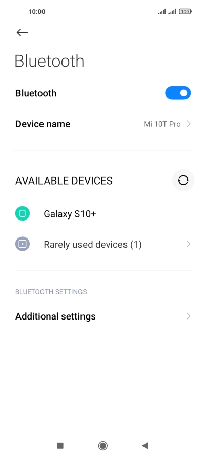 Press the required Bluetooth device.