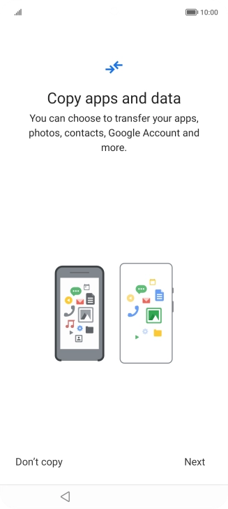 You can transfer the contents of another phone to your phone when it's activated for the first time and after a factory reset. When this screen is displayed, your phone is ready to transfer contents from another phone.