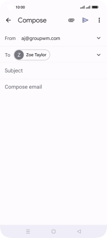 Press Subject and key in the subject for the email message.