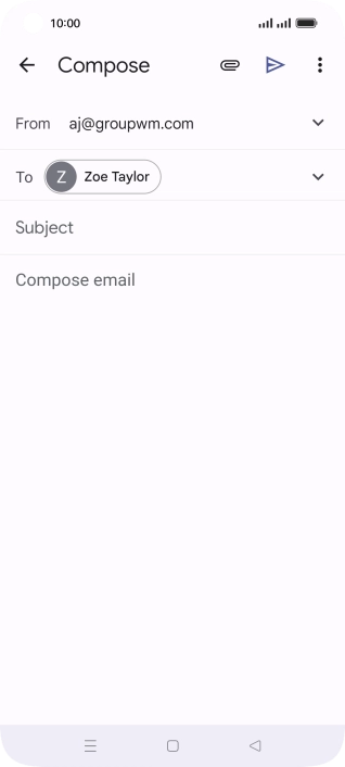 Press Subject and key in the subject for the email message.