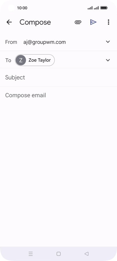 Press Subject and key in the subject for the email message.