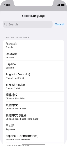 Press the required language.
