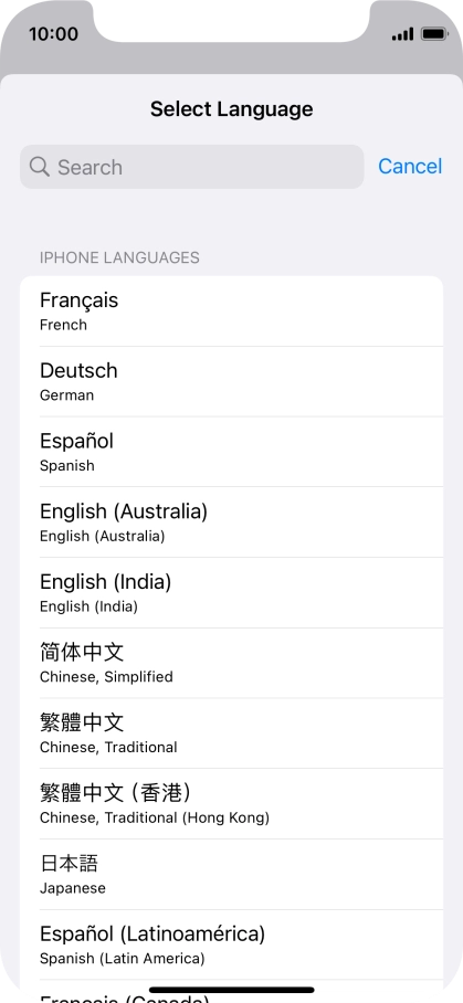 Press the required language.