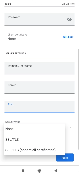 Press the required setting.