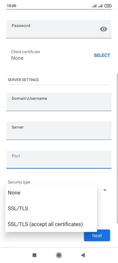 Press the required setting.