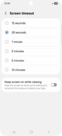 Press the required setting.
