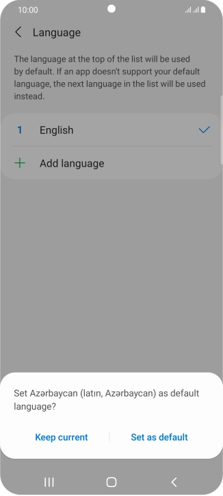 To select the new language as the default phone language, press Set as default.