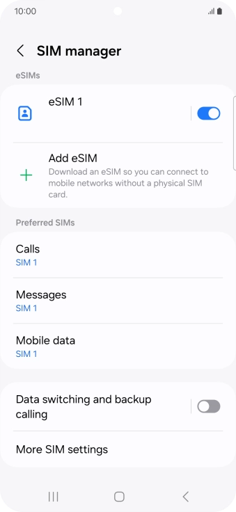 Press the required eSIM.