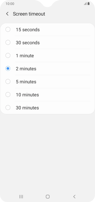 Press the required setting.