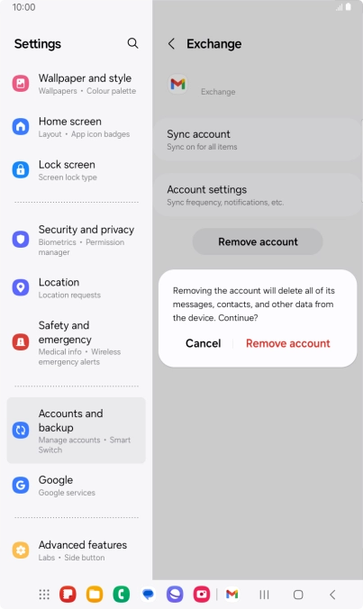 Press Remove account.