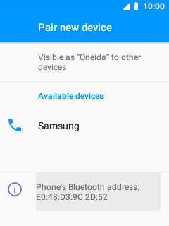 Select the required Bluetooth device and follow the instructions on the screen to pair the device with your phone.