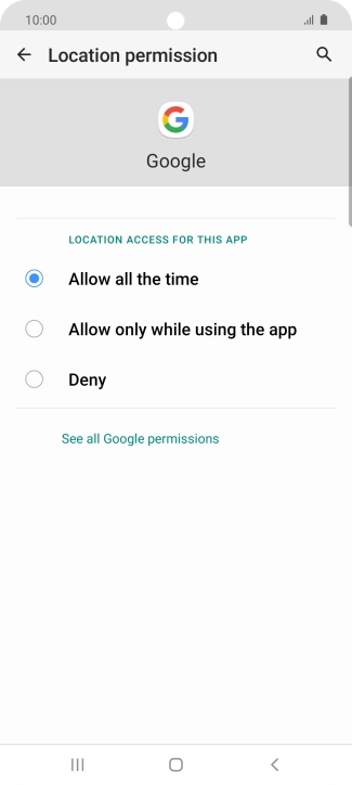 Press the required setting.