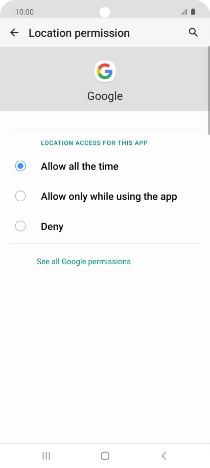 Press the required setting.