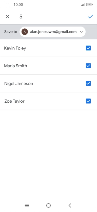 Press the fields next to the required contacts to select them.