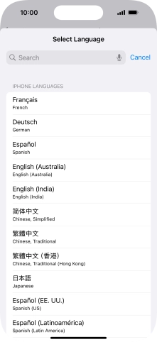 Press the required language.