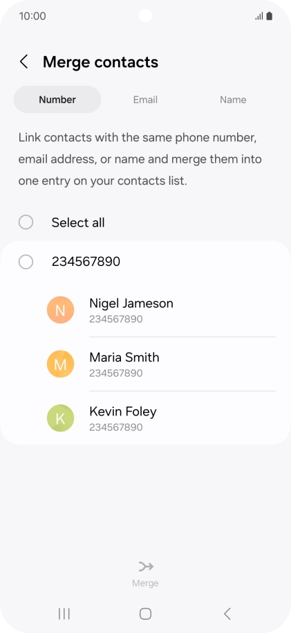 Press the field next to the required number.