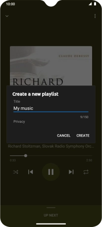 Key in a name for the playlist and press CREATE.