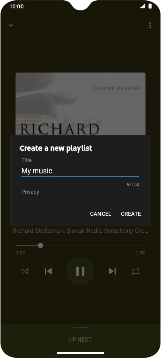 Key in a name for the playlist and press CREATE.