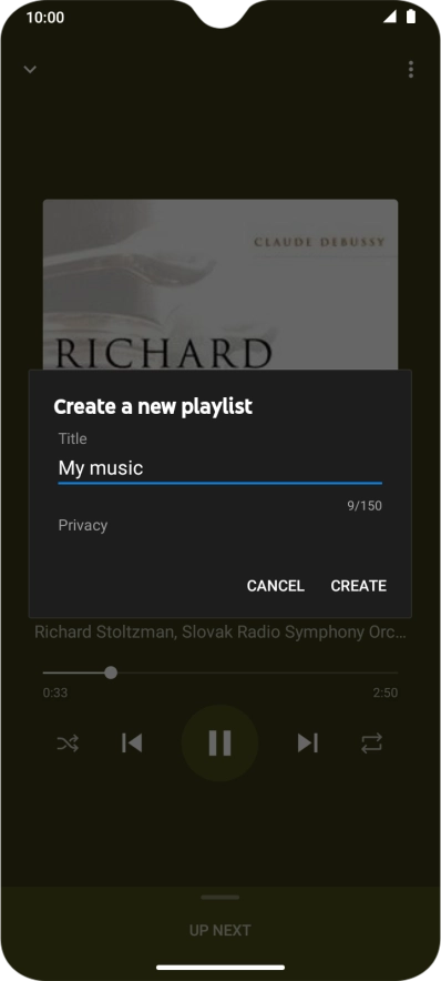 Key in a name for the playlist and press CREATE.