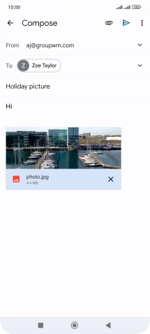 Press the send icon when you've finished your email message.