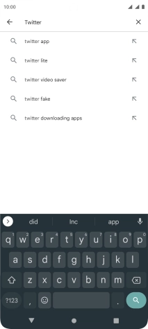 Key in Twitter and press the search icon.