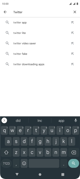 Key in Twitter and press the search icon.