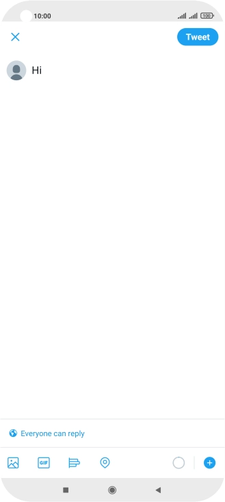 Write the required text and press Tweet.