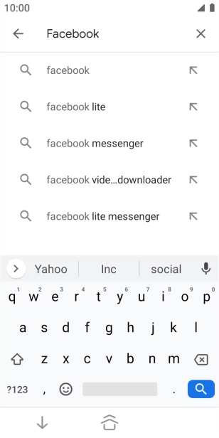 Key in Facebook and press the search icon.