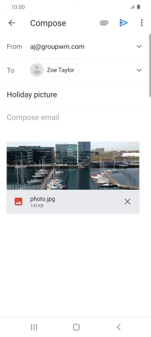 Press the text input field and write the text for your email message.