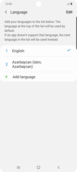 To subsequently select another language as the default language, press the required language.