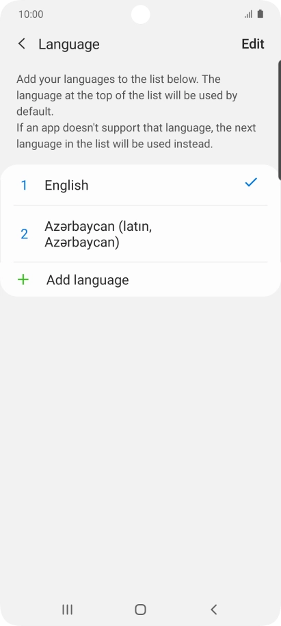 To subsequently select another language as the default language, press the required language.