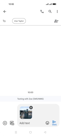Press the text input field and write the text for your picture message.