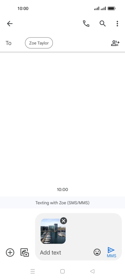 Press the text input field and write the text for your picture message.