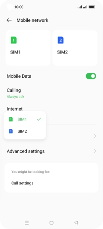 Press the required SIM.