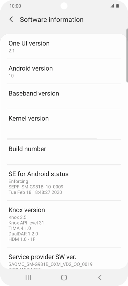 Your phone's software version is displayed below Android version.
