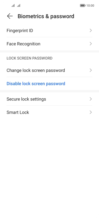 Press Disable lock screen password.