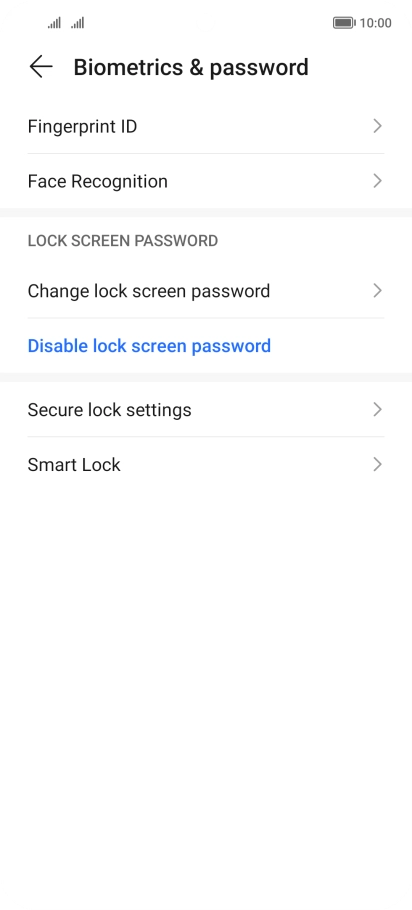 Press Disable lock screen password.