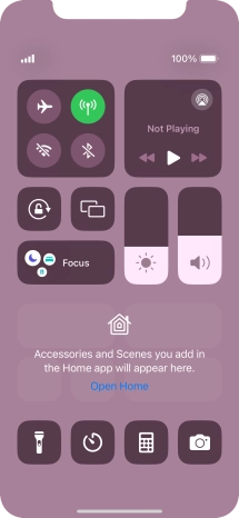 Press the required function to open an application or turn the function on or off.