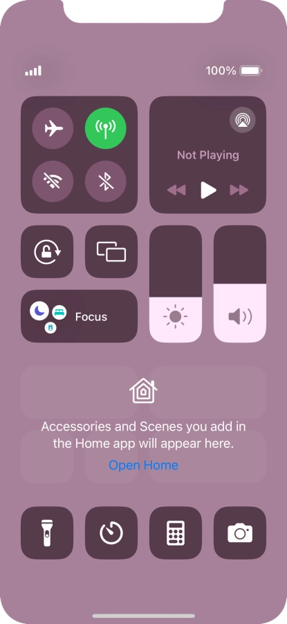 Press the required function to open an application or turn the function on or off.