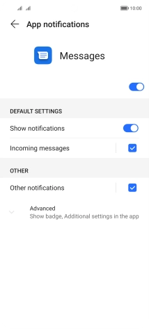 Press the indicator next to 