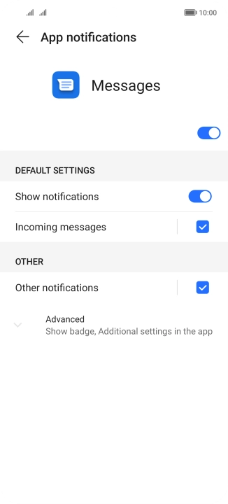Press the indicator next to 