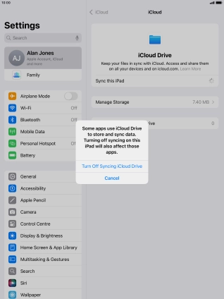 If you turn off the function, press Turn Off Syncing iCloud Drive.